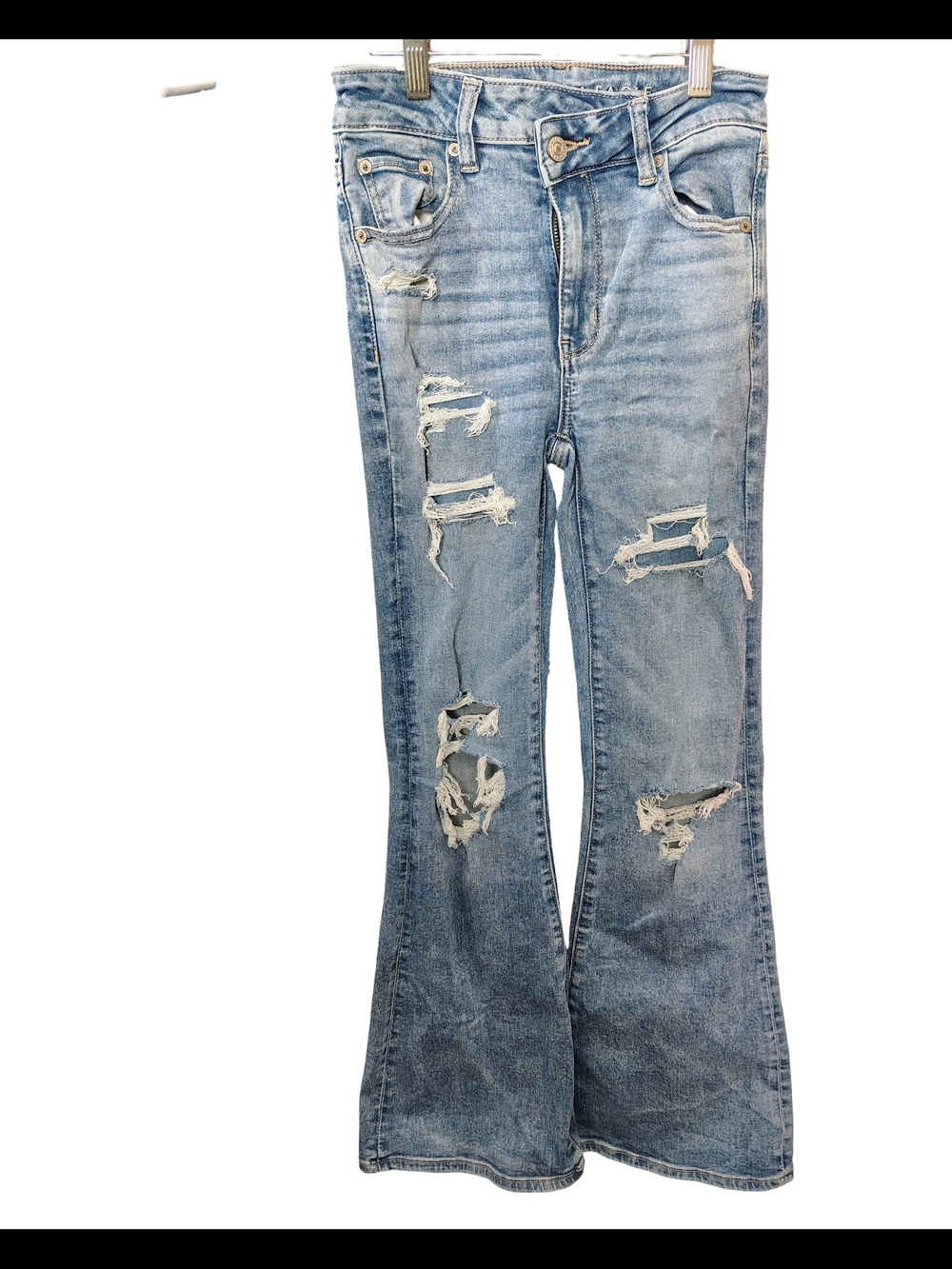 American Eagle Outfitters Light Blue Distressed Flare Jeans